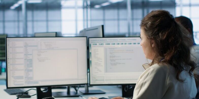 System admin working in computer network security data center